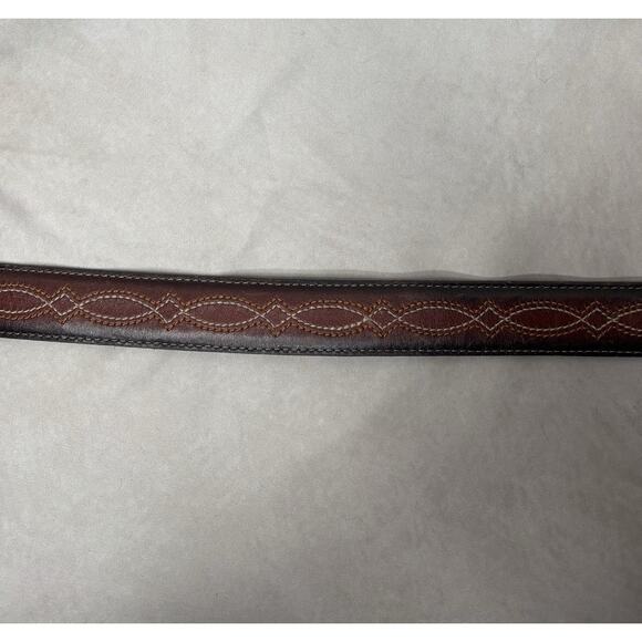 Justin Top Grain Leather Western Belt Brown Silver Buckle Concho Size 39 USA - Picture 4 of 9